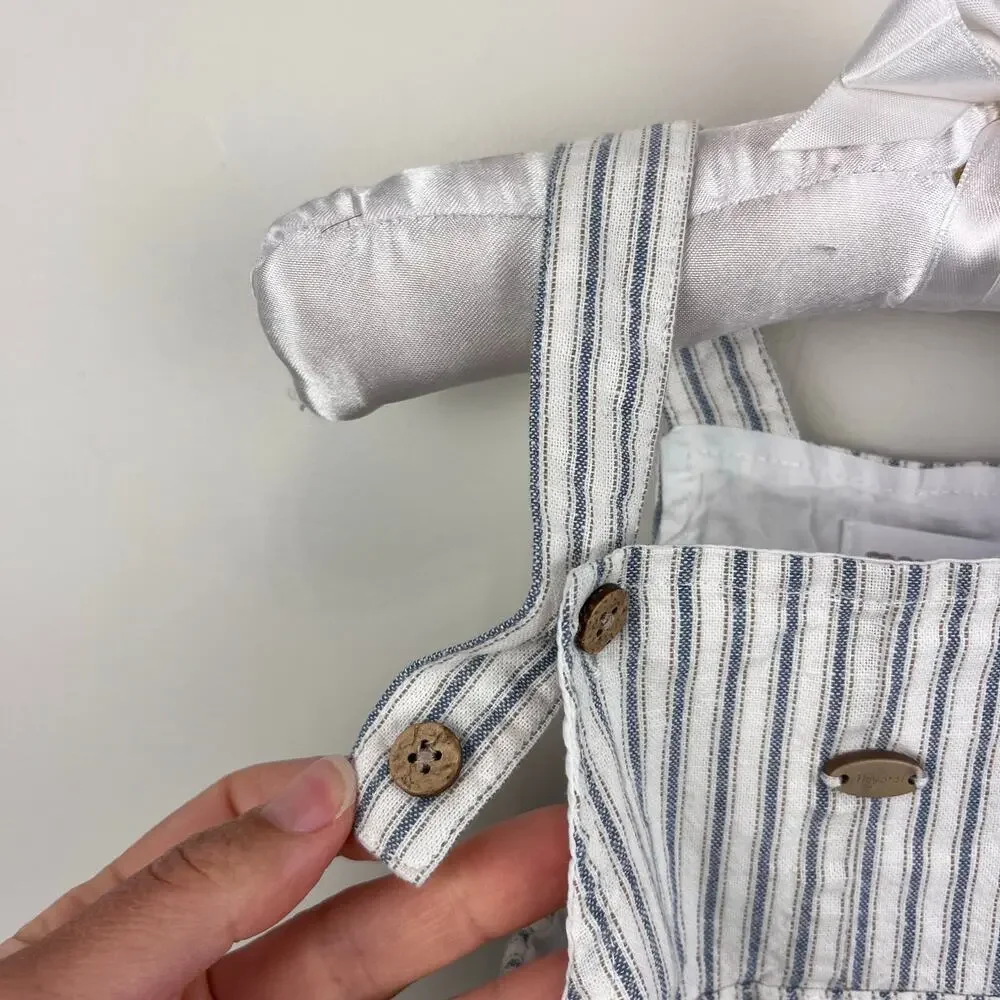 Mayoral Blue Striped Shortall Romper Dungarees 4-6 Months - Picture 3 of 7